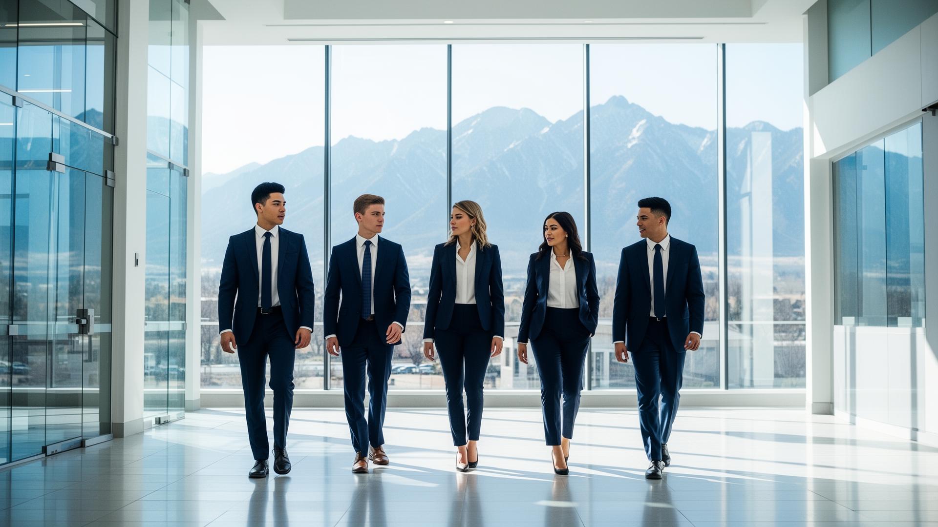 Westrock Sales team in a Salt Lake City office with Wasatch mountains